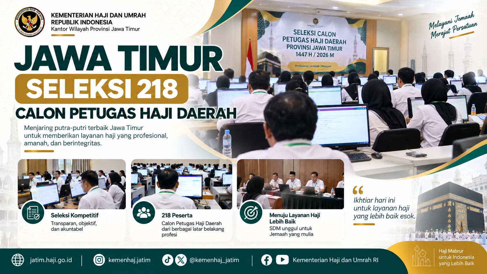 Timur Seleksi 218 Calon Petugas Haji Daerah